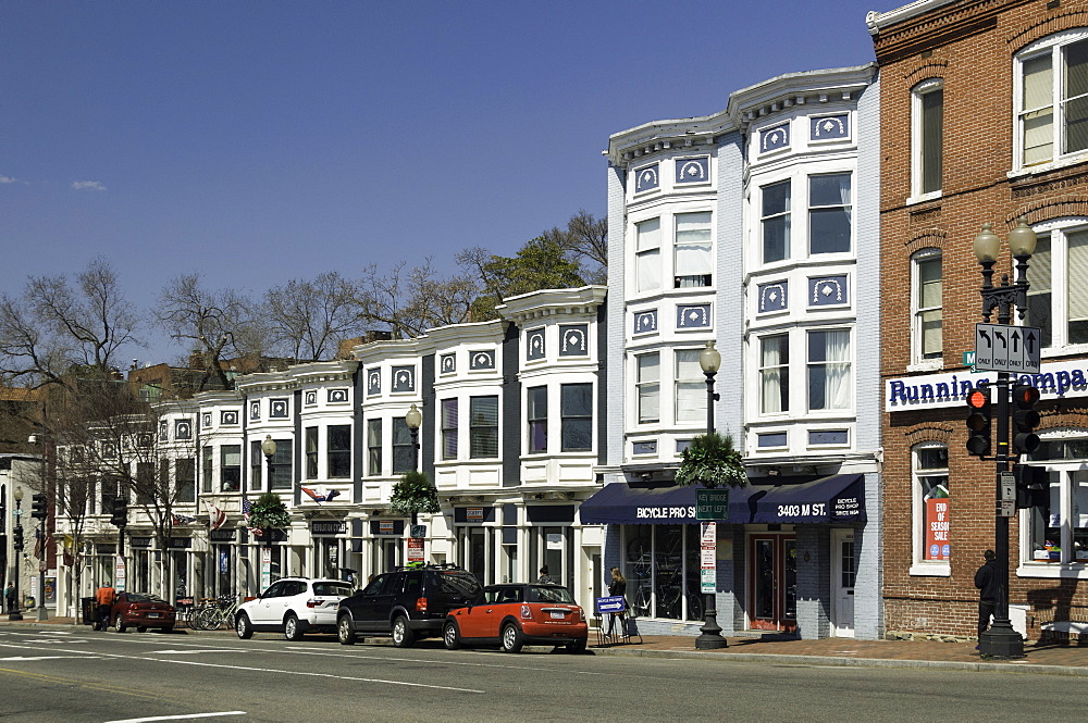 Street scene in the Georgetown neighbourhood of Washington, D.C., United States of America, North America