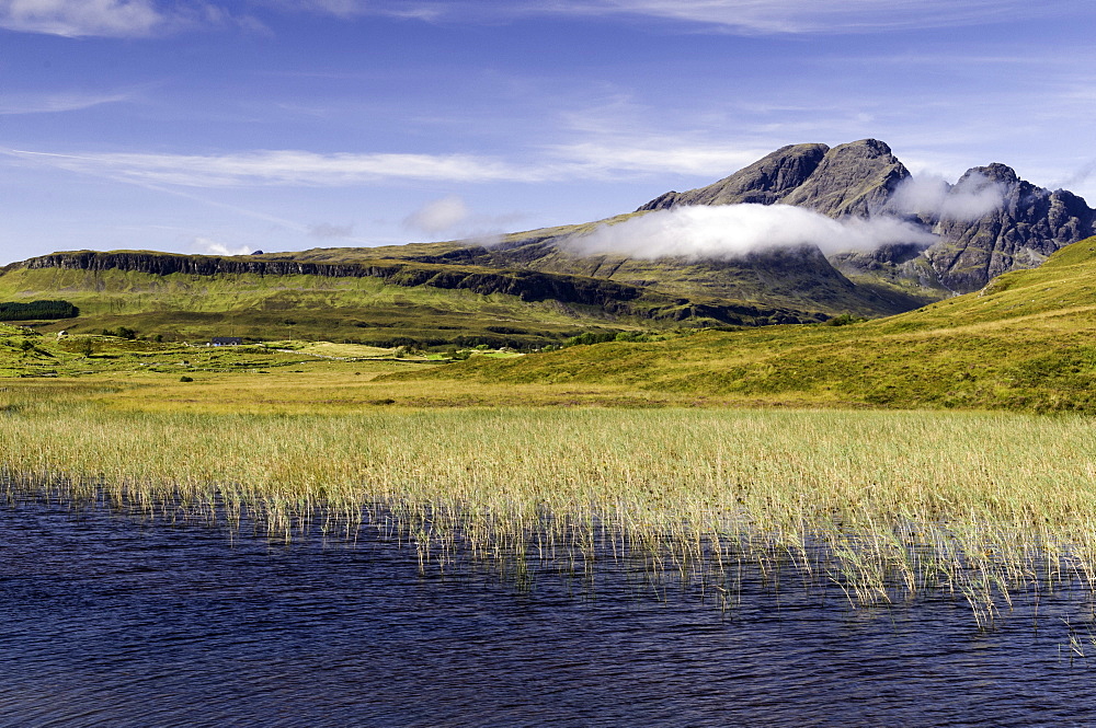 Loch Cill Chriosd near Broadford looking to Blaven and Red Cuillin on the Isle of Skye, Inner Hebrides, Scotland, United Kingdom, Europe