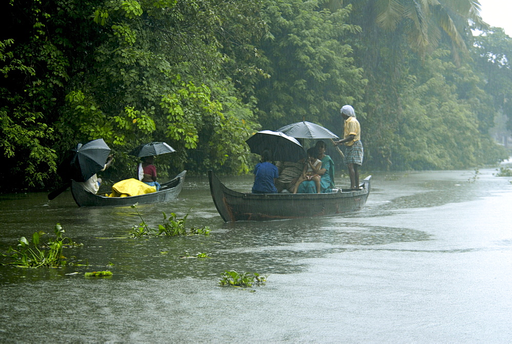 Life during the monsoon rains, Kerala, India