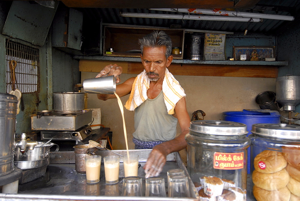 A tea shop in Madurai, Tamil Nadu, India, Asia