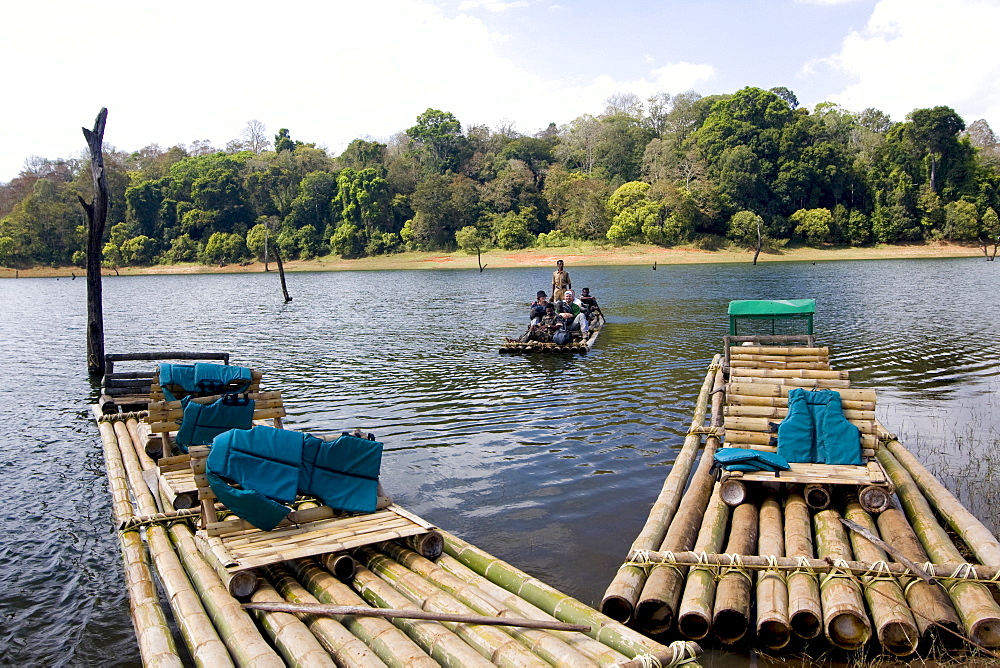 Bamboo rafting, Periyar Tiger Reserve, Thekkady, Kerala, India, Asia