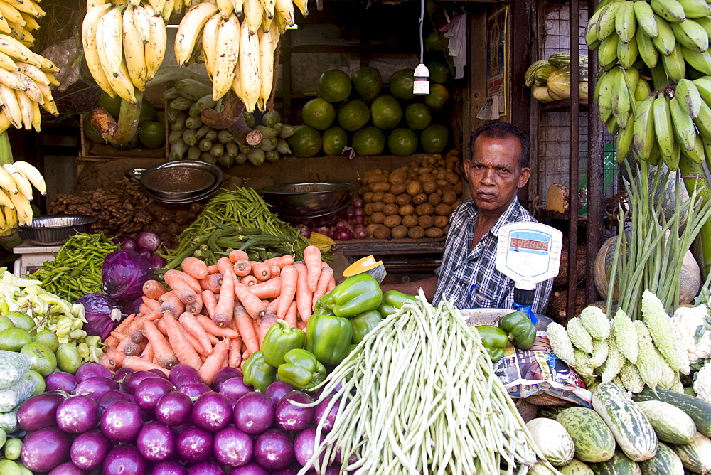 Vegetable market, Chalai, Trivandrum, Kerala, India, Asia