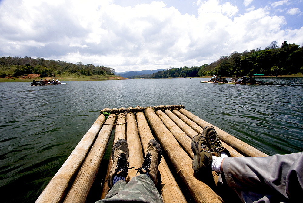 Bamboo rafting, Periyar Tiger Reserve, Thekkady, Kerala, India, Asia