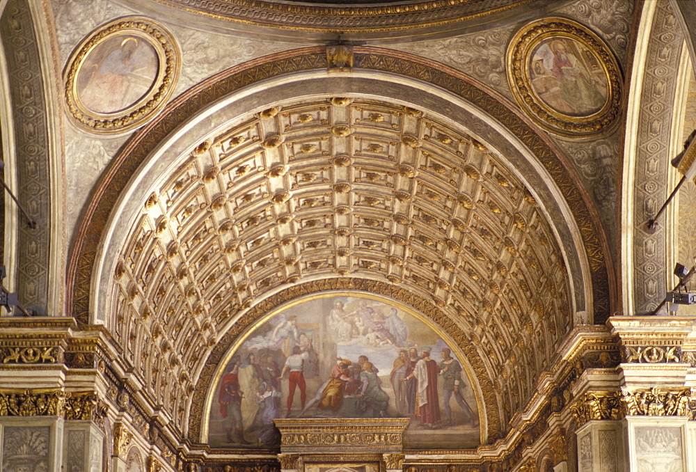 Bramante paintings, church of Santa Maria Presso San Satiro, Milan, Lombardy, Italy, Europe