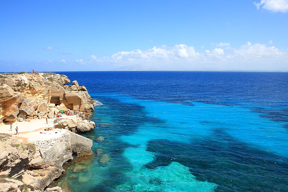 Rocks and sea, Trapani, Favignana Island, Sicily, Italy, Mediterranean, Europe