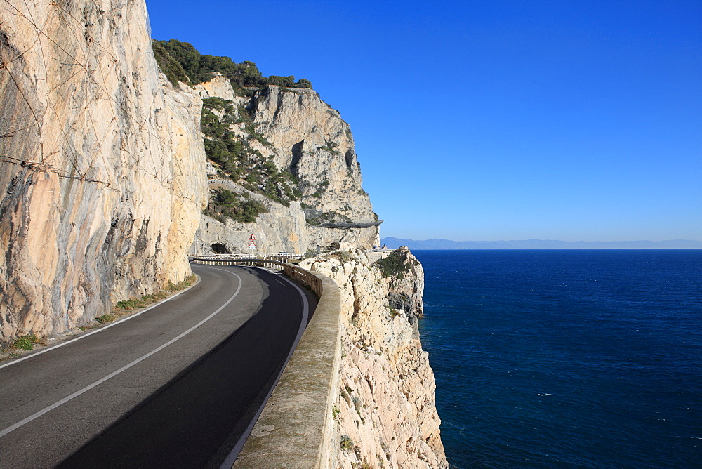 Road along Mediterranean Sea, Savona, Italy, Europe