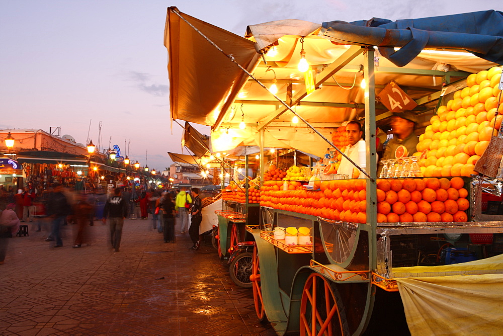 Orange juice seller, Djemaa el Fna, Marrakech, Morocco, North Africa, Africa