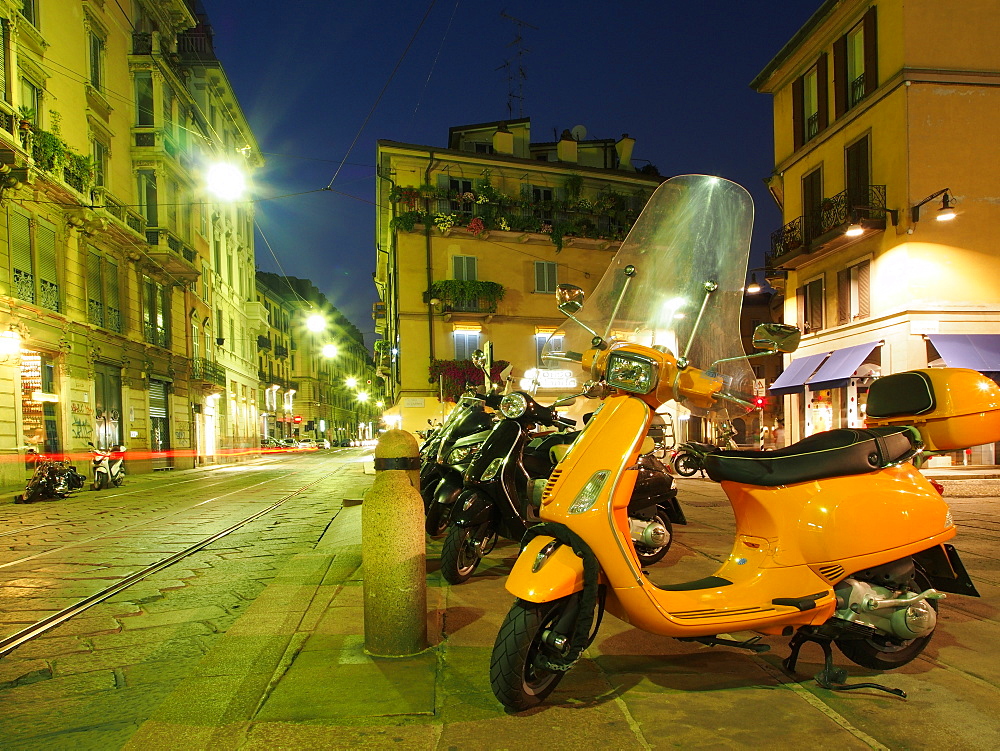 Scooter, Brera District, Milan, Lombardy, Italy, Europe