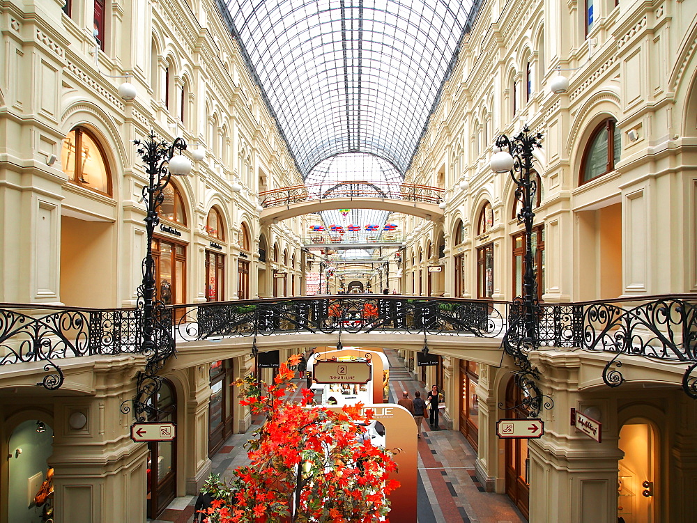 Interior of the GUM Shopping Centre on Red Square, Moscow, Russia, Europe