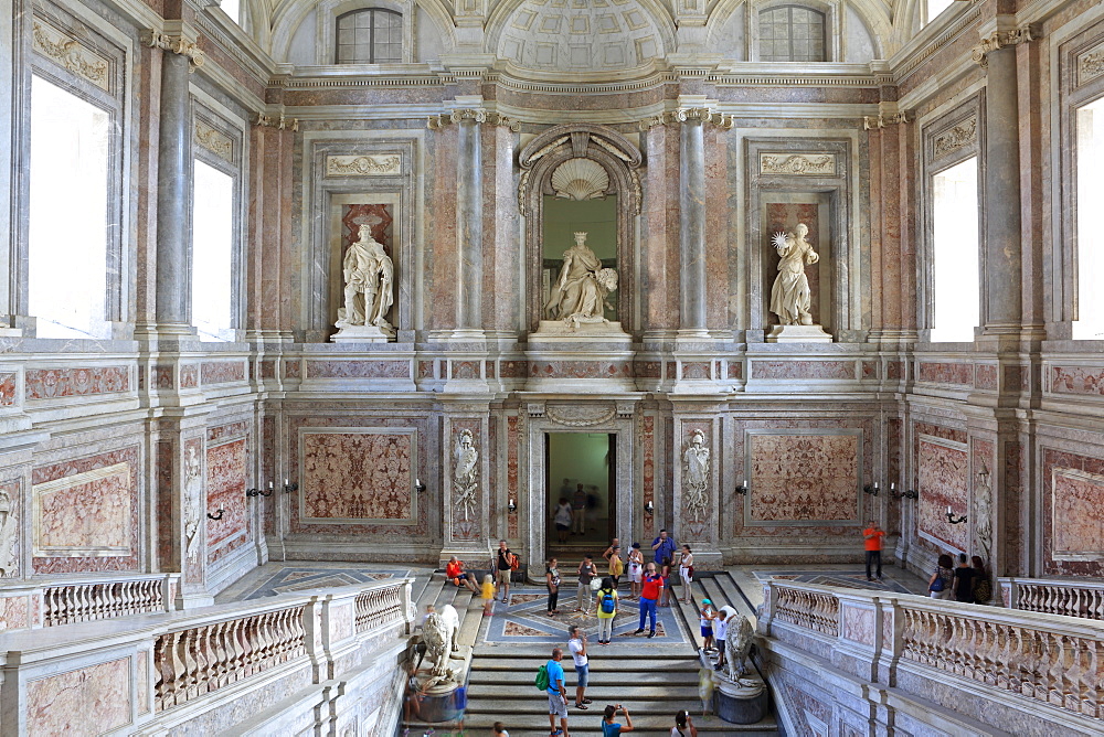 Main stairs, Reggia di Caserta, Caserta, Campania, Italy, Europe