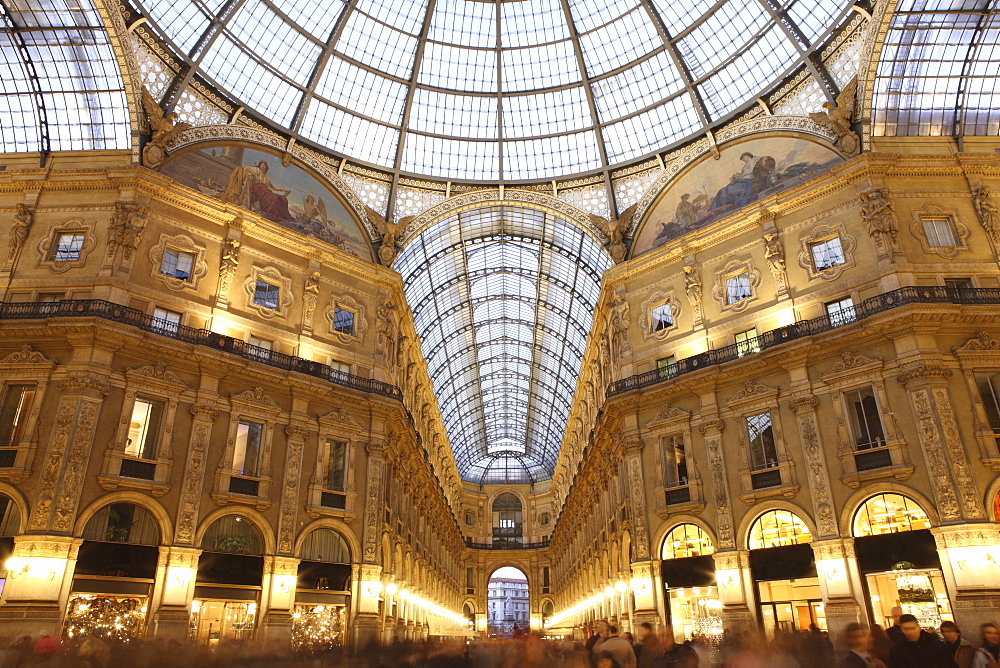 Galleria Vittorio Emanuele at dusk, Milan, Lombardy, Italy, Europe