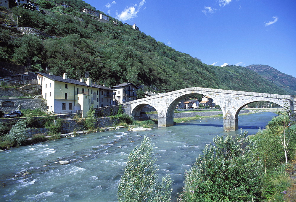 Ganda Bridge over the Adda River near Morbegno, Valtellina, Lombardy, Italy, Europe