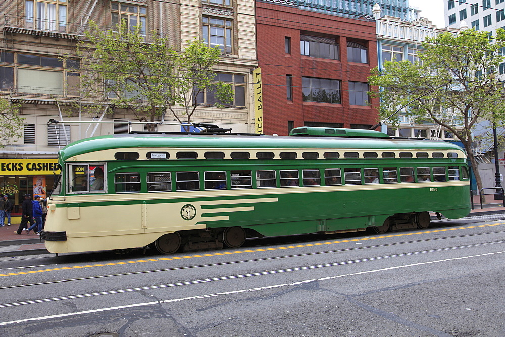 Streetcar Trolley, Vintage F Line, Market Street, San Francisco, California, United States of America, North America