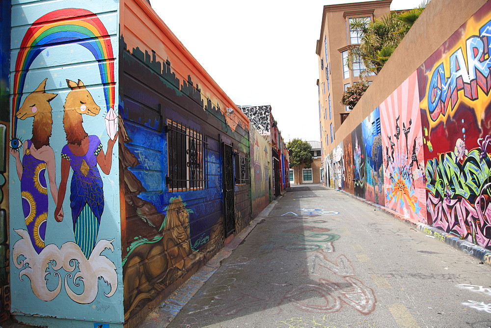 Murals, Clarion Alley, Mission District, Mission, San Francisco, California, United States of America, North America