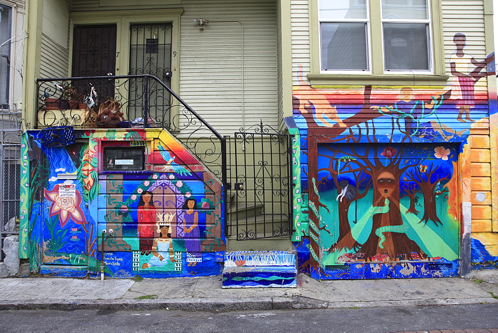 Murals, Balmy Alley, Mission District, Mission, San Francisco, California, United States of America, North America