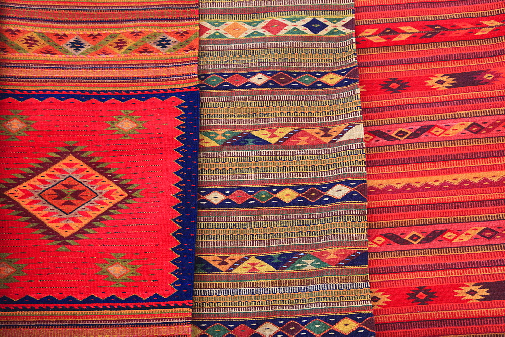 Traditional hand woven rugs, Oaxaca City, Oaxaca, Mexico, North America