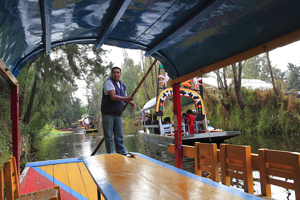 Boats, Xochimilco, Trajinera, Floating Gardens, Canals, UNESCO World Heritage Site, Mexico City, Mexico, North America