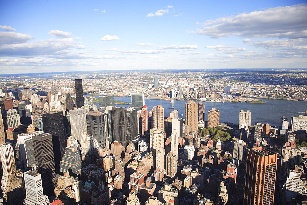 Shadow of Empire State Building, Manhattan, East River, Queens, New York City, United States of America, North America