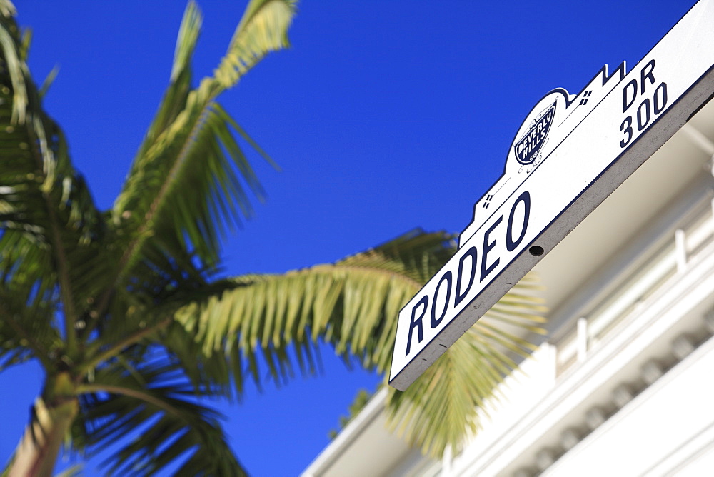 Road sign, Rodeo Drive, Beverly Hills, Los Angeles, California, USA