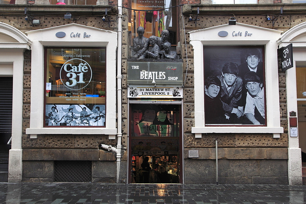 Beatles Shop, Mathew Street, Liverpool, Merseyside, England, United Kingdom, Europe