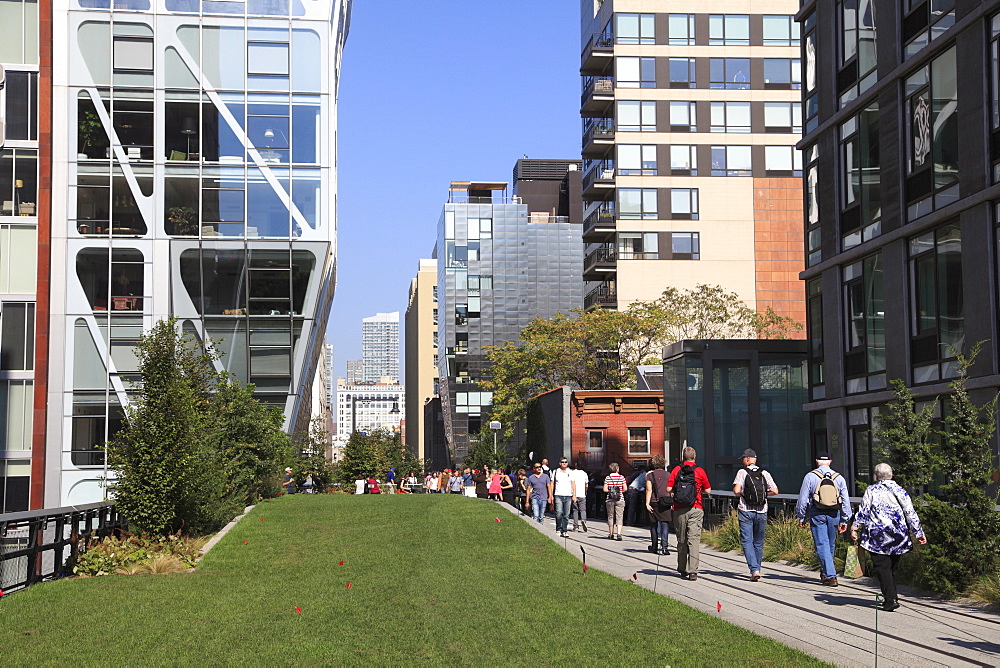 High Line Park, elevated public park on former rail tracks, Manhattan, New York City, United States of America, North America