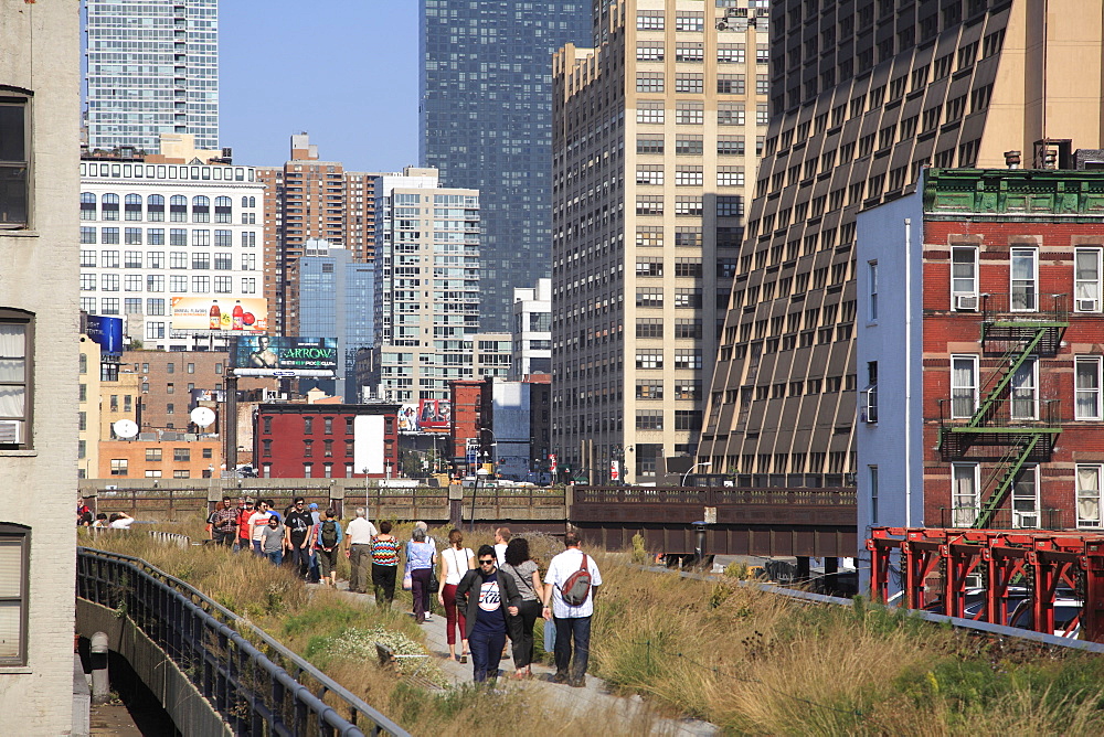 High Line Park, elevated public park on former rail tracks, Manhattan, New York City, United States of America, North America