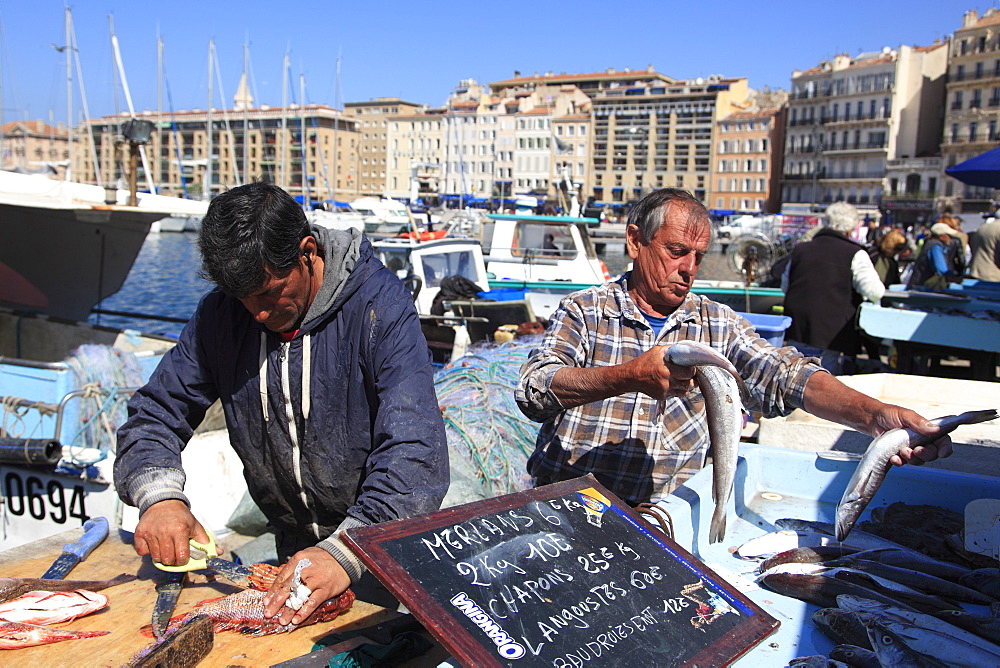 Fish Market, Vieux Port (Old Port), Harbor, Marseille, Bouches du Rhone, Provence Alpes Cote d Azur, Provence, France, Europe