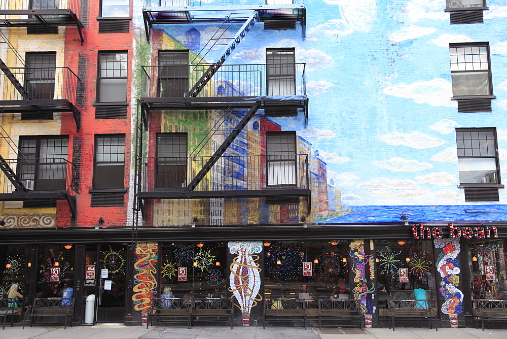 Apartment Building and coffee shop, East Village, Manhattan, New York City, United States of America, North America