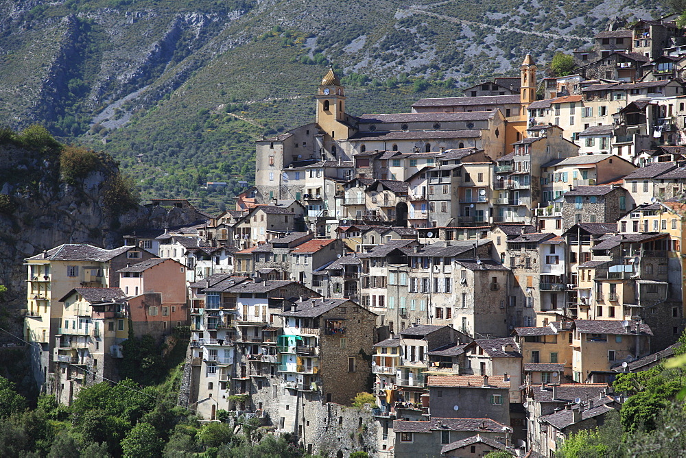 Saorge, perched Medieval village, Roya Valley, Alpes-Maritimes, Cote d'Azur, French Riviera, Provence, France, Europe