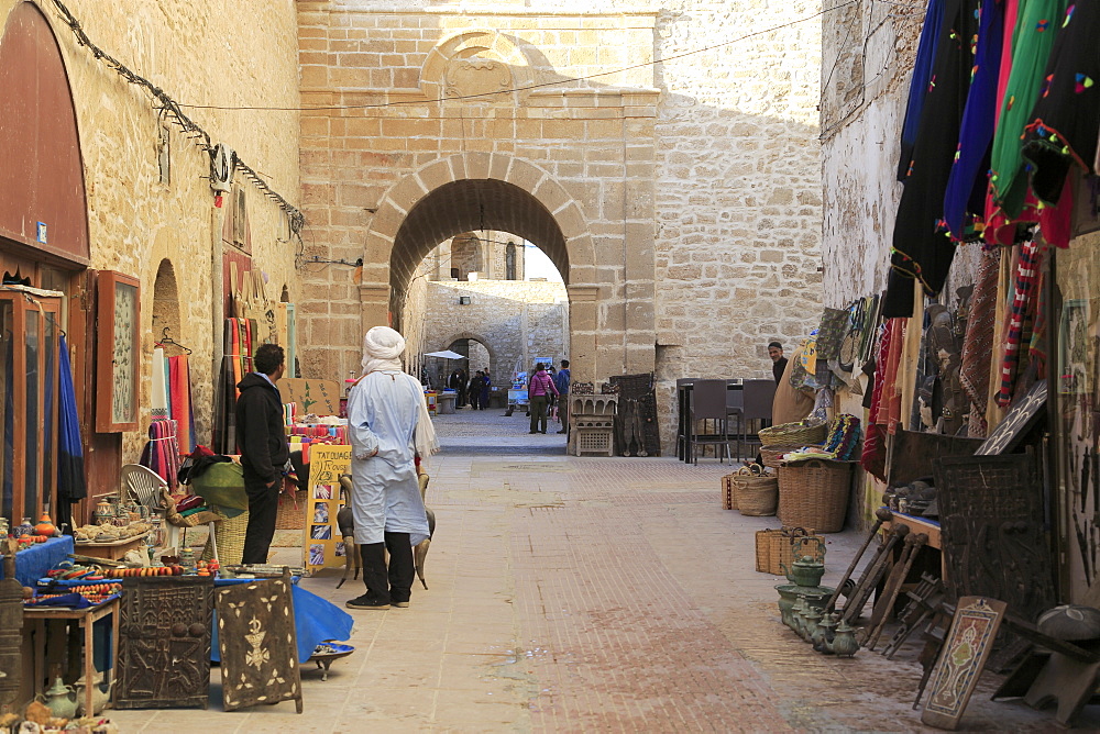 Artisans Market below ramparts, Medina, UNESCO World Heritage Site, Essaouira, Morocco, North Africa, Africa