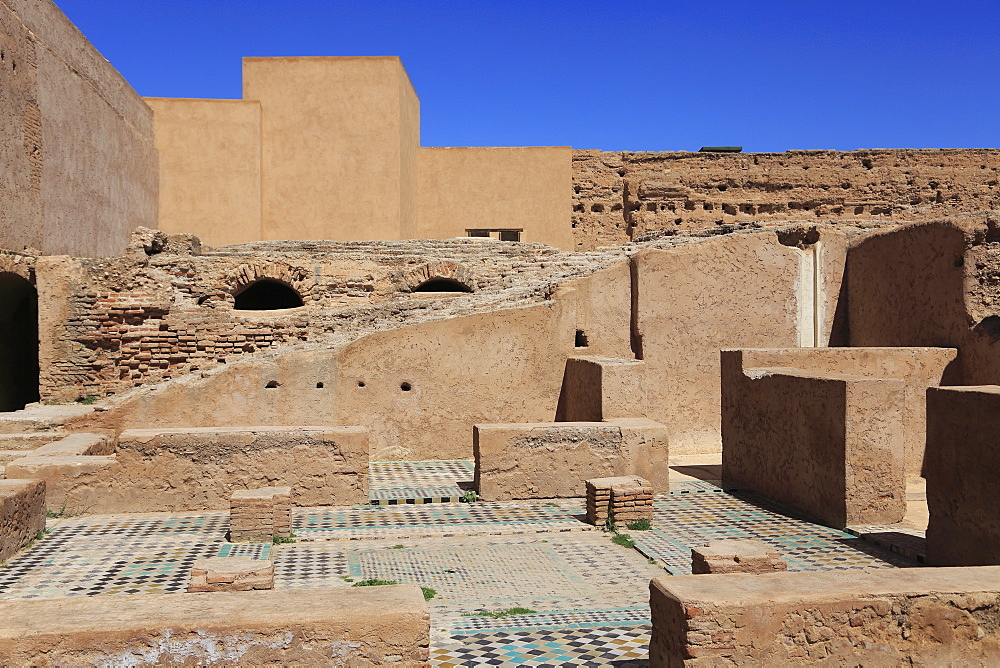 Ruins, El Badi Palace (Badii Palace) (Badia Palace), The Incomparable Palace, 16th century, Marrakesh (Marrakech), Morocco, North Africa, Africa