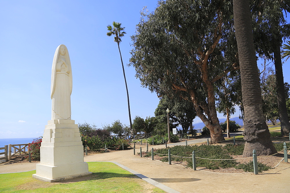 Art Deco Saint Monica statue, Palisades Park, Santa Monica, Los Angeles, California, United States of America, North America