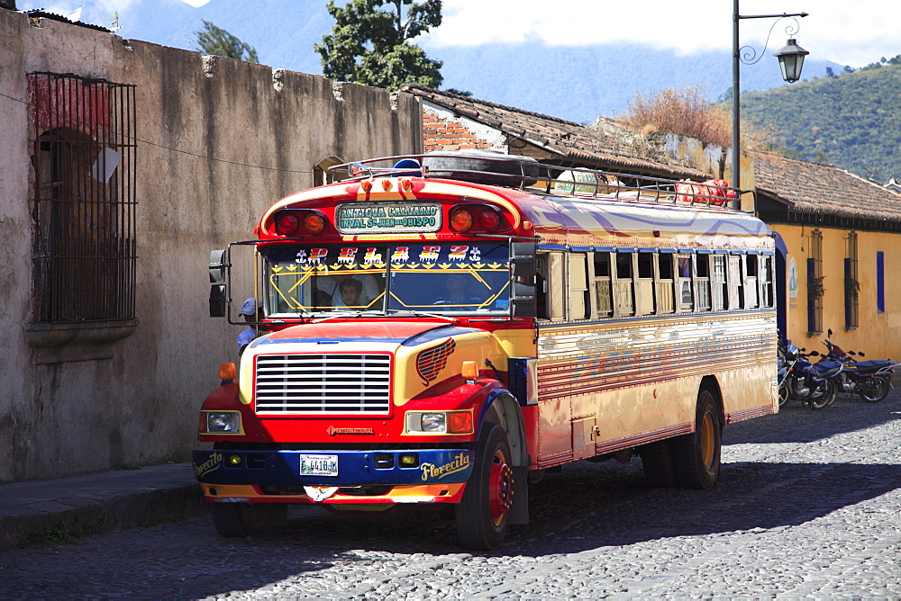 Public bus, Antigua, Guatemala, Central America