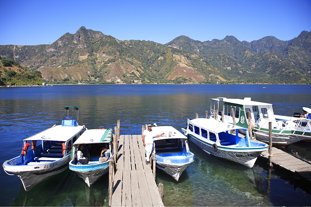 Boat dock, San Pedro, San Pedro La Laguna, Lake Atitlan, Guatemala, Central America