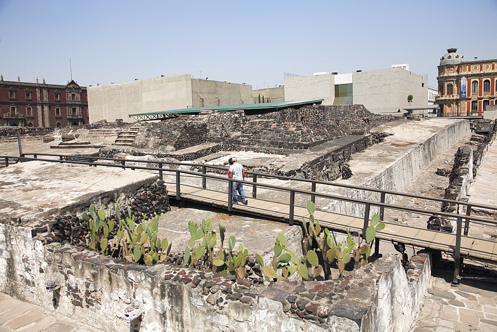 Ruins, Templo Mayor, Aztec temple unearthed in the 1970s, Mexico City, Mexico, North America