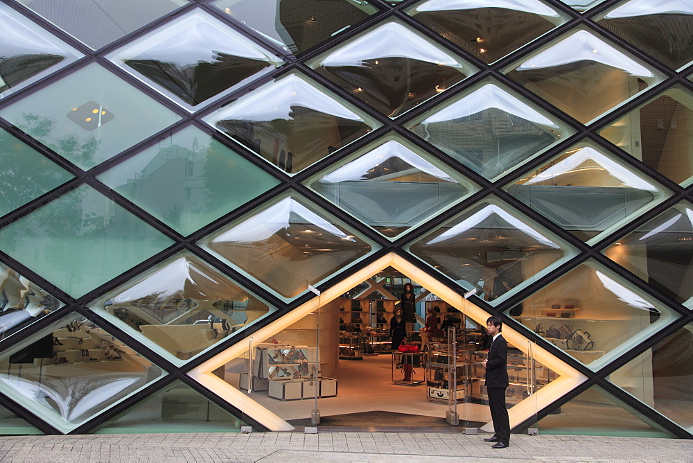 Prada building, designed by architects Herzog de Meuron, Aoyama, upscale fashion shopping district, Tokyo,  Japan, Asia