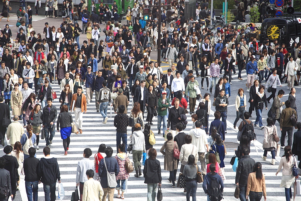 Shibuya Crossing, world's busiest crosswalk, Shibuya, Tokyo, Japan, Asia