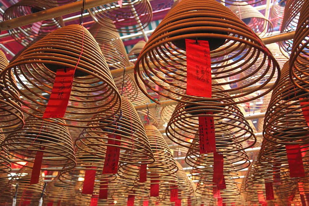 Incense coils, Man Mo Temple, Hong Kong, China, Asia