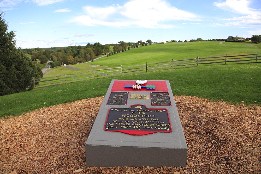 Monument of the 1969 Woodstock Music Festival at original site, Bethel Woods Center for the Arts, Bethel, New York State, United States of America, North America