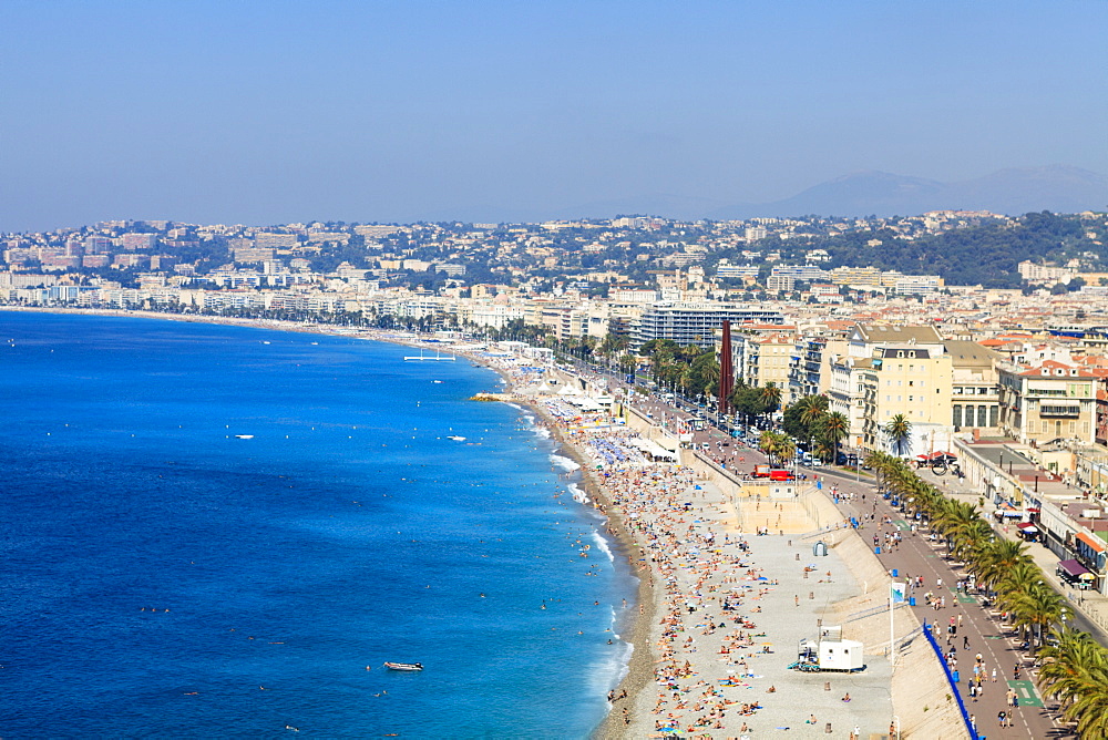 Baie des Anges and Promenade Anglais, Nice, Alpes Maritimes, Provence, Cote d'Azur, French Riviera, France, Mediterranean, Europe