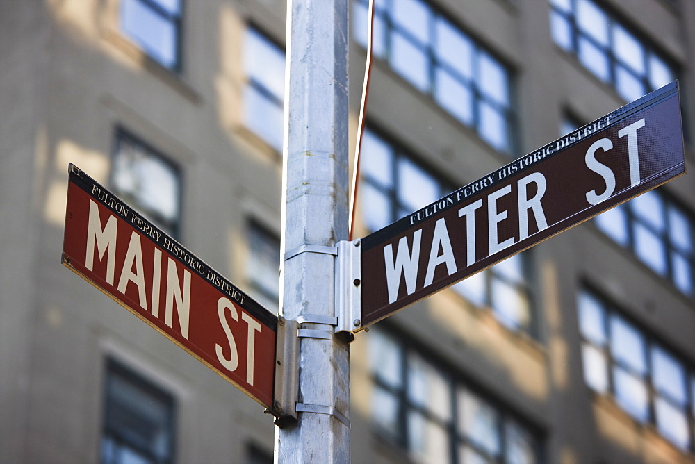 Fulton Ferry Historic District street signs, DUMBO, Brooklyn, New York City, New York, United States of America, North America