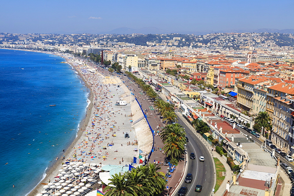 Baie des Anges and Promenade Anglais, Nice, Alpes Maritimes, Provence, Cote d'Azur, French Riviera, France, Mediterranean, Europe