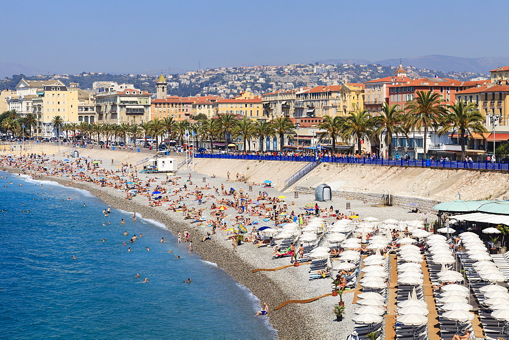 Baie des Anges and Promenade Anglais, Nice, Alpes Maritimes, Provence, Cote d'Azur, French Riviera, France, Mediterranean, Europe