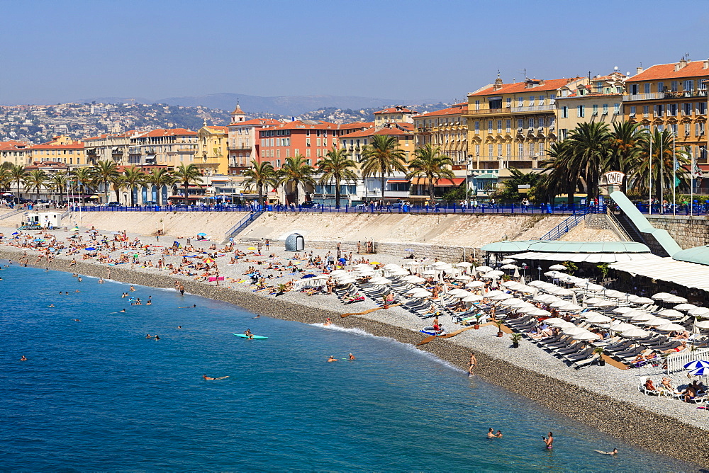 Baie des Anges and Promenade Anglais, Nice, Alpes Maritimes, Provence, Cote d'Azur, French Riviera, France, Mediterranean, Europe