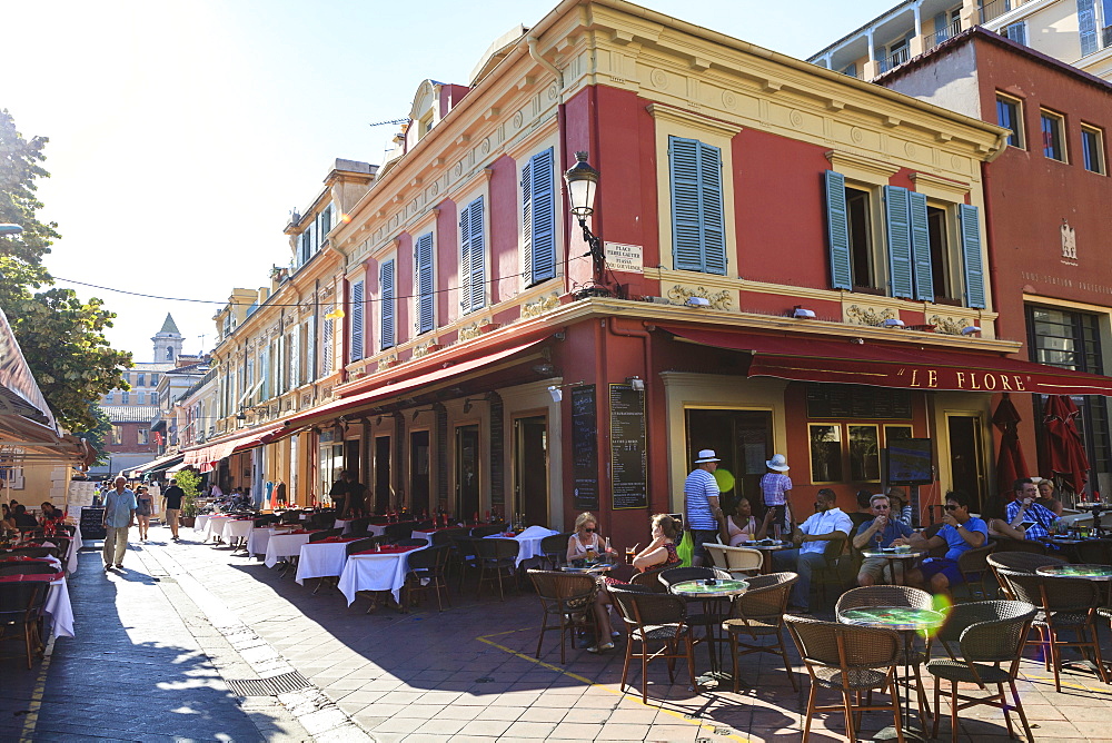 Restaurants in Cours Saleya, Old Town, Nice, Alpes Maritimes, Provence, Cote d'Azur, French Riviera, France, Europe