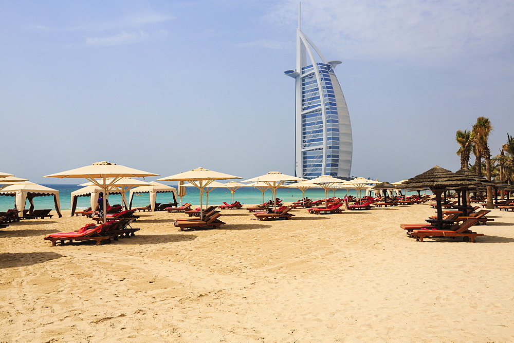 Burj Al Arab and Jumeirah beach, Dubai, United Arab Emirates, Middle East 