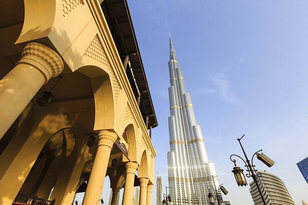 Burj Khalifa and Souk Al Bahar, Dubai, United Arab Emirates, Middle East 