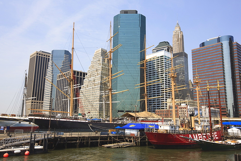 Historic sailing ships at South Street Seaport, Manhattan, New York City, New York, United States of America, North America