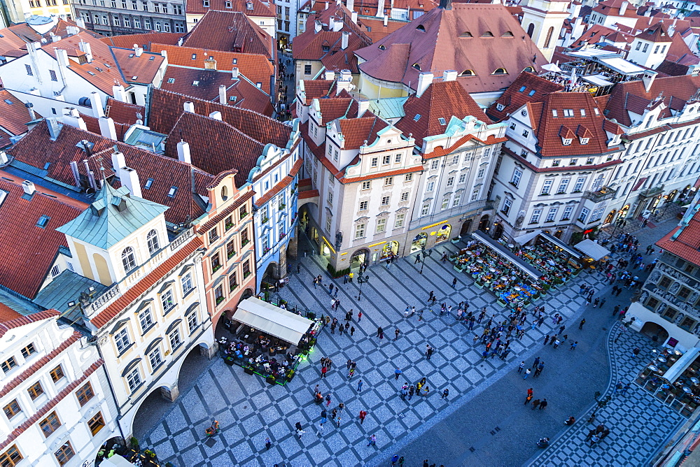 Looking down on Old Town Square, UNESCO World Heritage Site, Prague, Czech Republic, Europe