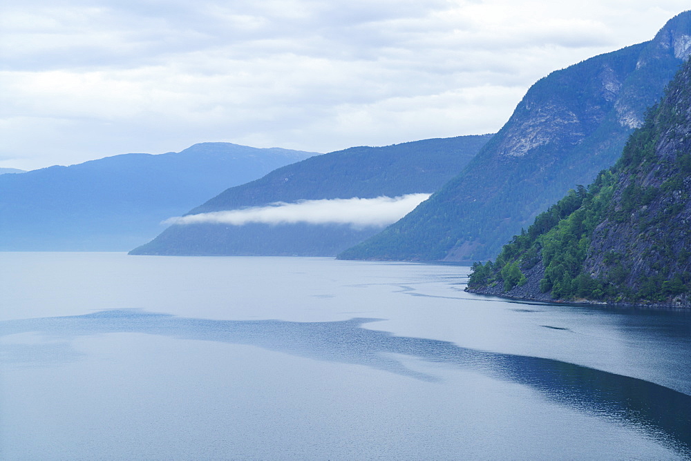 Aurlandsfjord, a branch of Sognefjord near the small town of Flam, Norway, Scandinavia, Europe